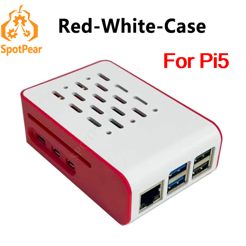 Raspberry Pi 5 8Gb Kit - Raspberry Pi 5 เคสระบายความร้อนสีแดง-ขาวสําหรับ Active Cooler
