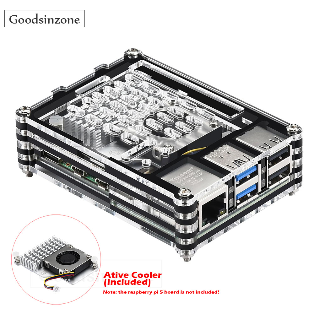 Raspberry Pi 5 8Gb Kit - เคสอะคริลิคพร้อมชุดพัดลมทำความเย็นความเย็นสำหรับ Raspberry Pi 5เคส Pi5กล่องฮีทซิงค์สำหรับ Raspberry