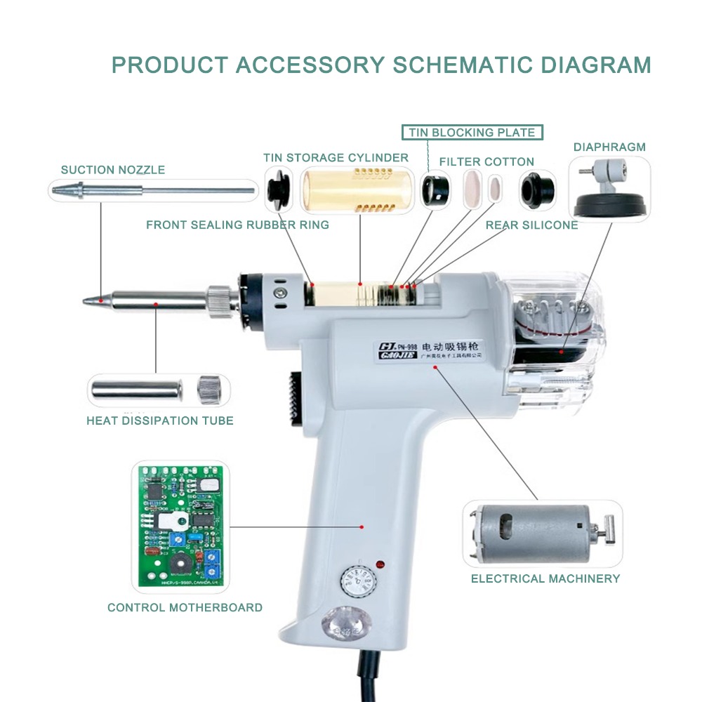 S-993A ปืนบัดกรีไฟฟ้าปั๊มเดี่ย - Desoldering Gun Vacuum Electric บทวิจารณ์และราคา